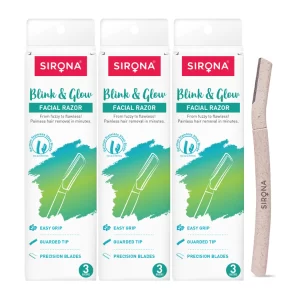 Sirona Reusable Face Razor for Women – 9 Facial Hair Removal Razors, Painless Dermaplaning Tool & Eyebrow Shaper for Upper Lip, Chin, Forehead, Peach Fuzz & Sideburns
