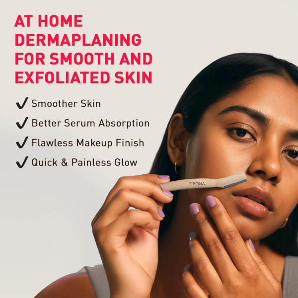 Sirona Reusable Face Razor for Women – 9 Facial Hair Removal Razors, Painless Dermaplaning Tool & Eyebrow Shaper for Upper Lip, Chin, Forehead, Peach Fuzz & Sideburns - Image 3