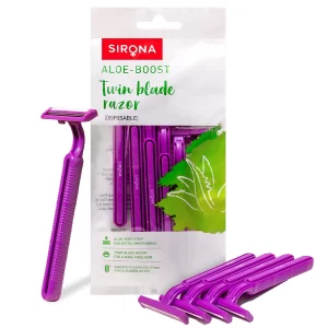 Sirona Disposable Hair Removal Razor for Women, Aloe Vera Infused 2-Blade Razors for Arms, Legs & Bikini Line – Pack of 5 (Pcs -25)