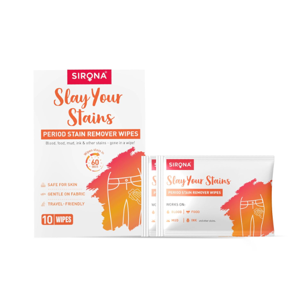 Sirona Period Stain Remover Wipes for Women – Pack of 10 | Removes Period, Blood, Ink, Mud & Food Stains in 60 Seconds | Gentle on Skin & Fabric | Travel-Friendly | No Harsh Chemicals
(Pcs -50)