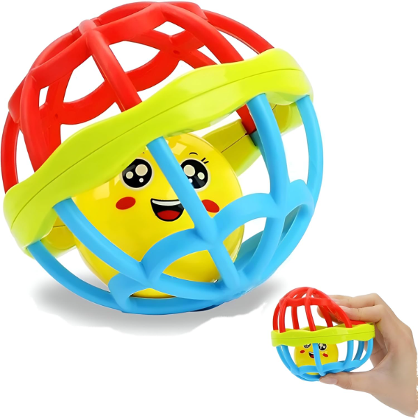 Colorful Non-Toxic Baby Rattle Ball Toy – Safe Plastic Sensory Shaking Rattle for Newborns & Infants, Multicolor Early Learning Toy for Babies & Toddlers, Soft Grip Kids Rattle (Pack of 1)