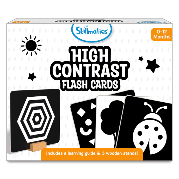Skillmatics High Contrast Flash Cards for Babies 0-12 Months – 60 Large Visual Learning Cards for Infant Sensory Development, Early Language Skills, Brain Stimulation, Travel-Friendly Educational Gift