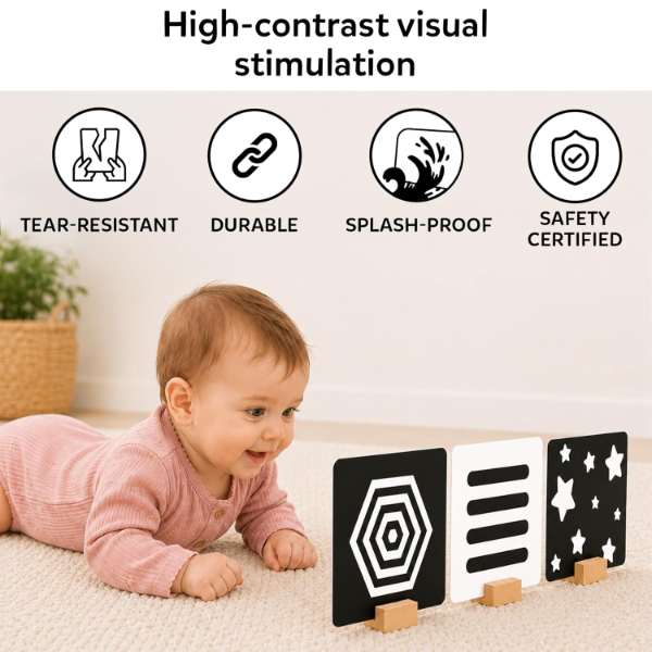Skillmatics High Contrast Flash Cards for Babies 0-12 Months – 60 Large Visual Learning Cards for Infant Sensory Development, Early Language Skills, Brain Stimulation, Travel-Friendly Educational Gift - Image 3