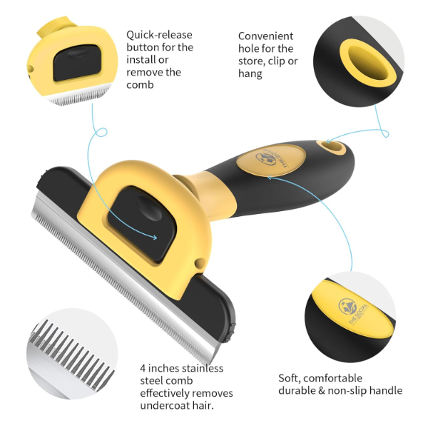 The Social Pets Deshedding Comb for Dogs & Cats – Grooming Brush to Reduce Shedding & Pet Hair Mess at Home - Image 3