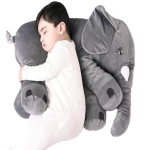 Large 60 cm Elephant Plush Toy for Kids – Soft Stuffed Animal Hugging Toy for Boys & Girls, Ultra-Soft Fiber Filled Cuddly Elephant Doll, Perfect Birthday Gift for Children 1+ Years (Grey)