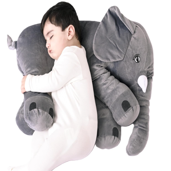Large 60 cm Elephant Plush Toy for Kids – Soft Stuffed Animal Hugging Toy for Boys & Girls, Ultra-Soft Fiber Filled Cuddly Elephant Doll, Perfect Birthday Gift for Children 1+ Years (Grey)