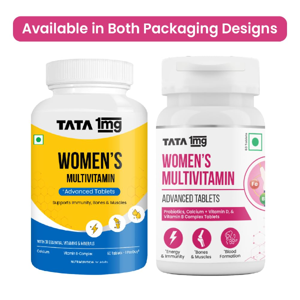 Tata 1mg Women's Multivitamin Veg Tablets | With Zinc, Vitamin C, Calcium, Vitamin D & Iron | Supports Immunity, Bone Health & Overall Wellness | Daily Health Supplement for Women | 30 Tablets (52g)
(Pack of -2)