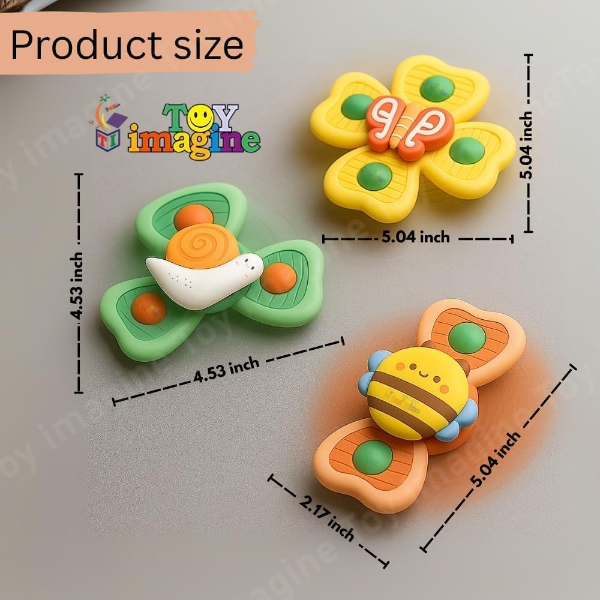 Toy Imagine Insect Suction Spinner Toy for Babies & Toddlers – Sensory Fidget Activity Toy for Kids 0–5 Years, Travel-Friendly Baby Toy with Strong Suction Cup (Insect Theme) - Image 3