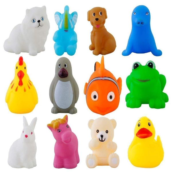 Toyshine 12-Piece Baby Bath Toy Set – Colorful Chu Chu Squeeze Bath Toys for Toddlers, Floating Non-Toxic Bathtub Play Set, Soft Sensory Water Toys for Infants 6+ Months, Safe & Fun Bath Time Activity Toys