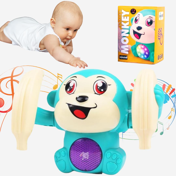 VEBETO Tumbling Monkey Musical Toy – Interactive Crawling, Dancing & Spinning Baby Toy with Lights & Sound Sensor, Educational Activity Toy for Kids 1–5 Years, Fun Learning Gift (Color May Vary)