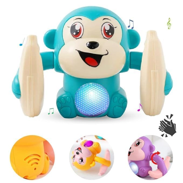VEBETO Tumbling Monkey Musical Toy – Interactive Crawling, Dancing & Spinning Baby Toy with Lights & Sound Sensor, Educational Activity Toy for Kids 1–5 Years, Fun Learning Gift (Color May Vary) - Image 2