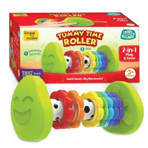 Imagimake Tummy Time Roller for Babies 3+ Months – 2-in-1 Sensory Activity Toy with Squeaky Sounds, Infant Development & Crawling Support, Non-Toxic Baby Play Gym Roller, Newborn & Toddler Gift for Boys and Girls