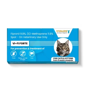 Vivaldis Vifi Forte Spot-On for Cats & Kittens – Monthly Tick, Flea & Lice Prevention | Anti-Tick Treatment, 0.5ml Solution for Healthy Coat & Pest Protection