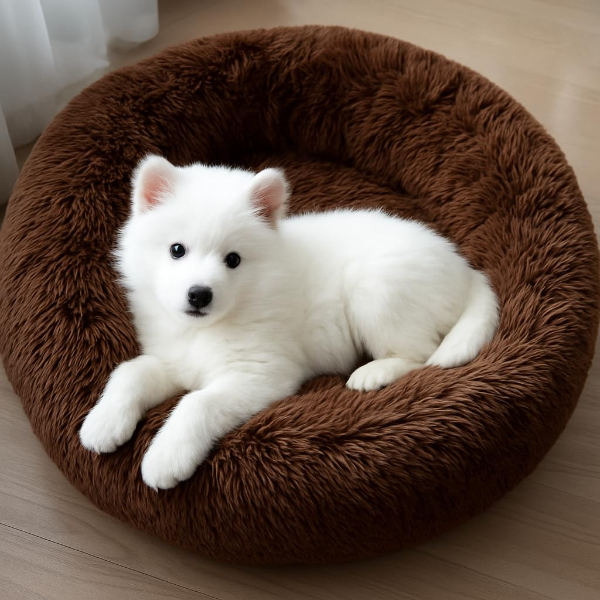 ZEXSAZONE Summer Donut Pet Bed – Plush Round Sofa for Small Dogs, Puppies & Cats | Reversible 2-in-1 Design with Raised Edges, Washable & Cozy Comfort | 50 x 50 x 12 cm