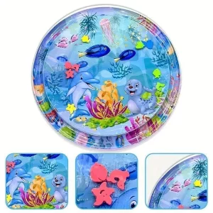 Interactive Cooling Water Play Mat for Cats & Dogs – Portable Non-Slip Pet Splash Pad Toy with Cute Cartoon Design for Kittens, Puppies & Small Pets | Fun Sensory Summer Playmat (Multicolor)