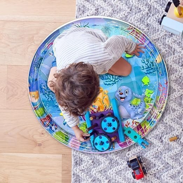 Interactive Cooling Water Play Mat for Cats & Dogs – Portable Non-Slip Pet Splash Pad Toy with Cute Cartoon Design for Kittens, Puppies & Small Pets | Fun Sensory Summer Playmat (Multicolor) - Image 2
