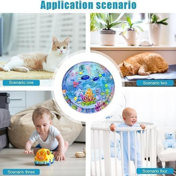 Interactive Cooling Water Play Mat for Cats & Dogs – Portable Non-Slip Pet Splash Pad Toy with Cute Cartoon Design for Kittens, Puppies & Small Pets | Fun Sensory Summer Playmat (Multicolor) - Image 3