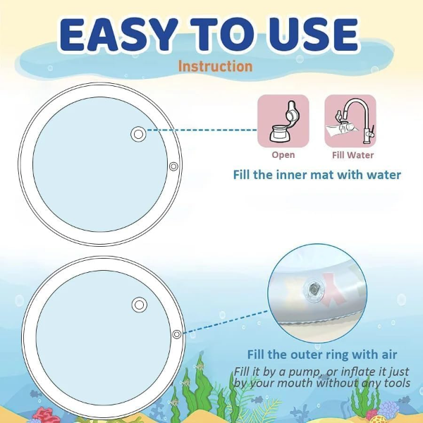 Interactive Cooling Water Play Mat for Cats & Dogs – Portable Non-Slip Pet Splash Pad Toy with Cute Cartoon Design for Kittens, Puppies & Small Pets | Fun Sensory Summer Playmat (Multicolor) - Image 4