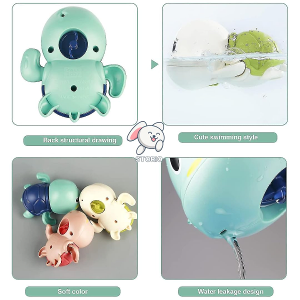 Cute Swimming Baby Turtle Bath Toys Set of 2, Wind-Up Floating Water Toys for Toddlers, Bathtub Play Toys for Kids 1–5 Years, Fun Bath Time Toys for Boys & Girls, Infant & Newborn Water Toy - Image 4