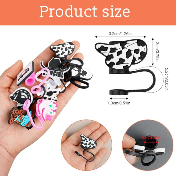 12 Pack Western Straw Covers Caps Silicone Cowboy Straw Topper 10mm Drinking Straw Tips Cover Reusable Straw Protector Portable Dust Proof Straw Plugs Straw Decorations - Image 2