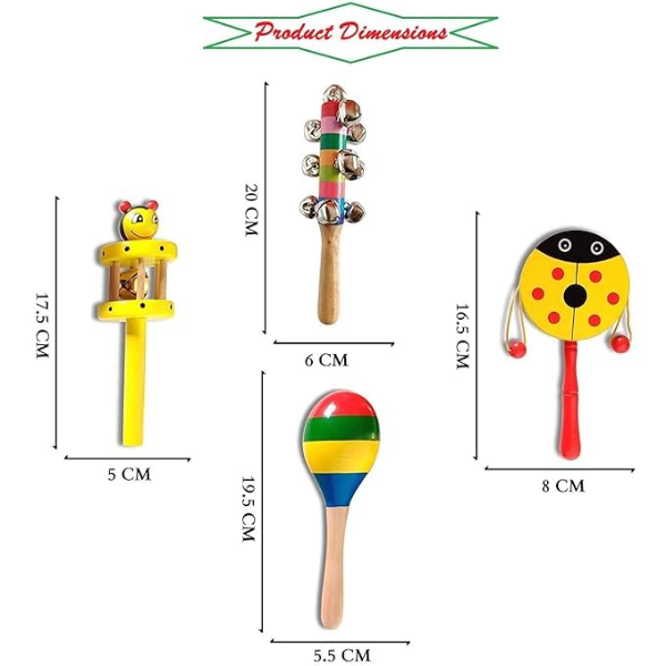 Handmade Wooden Baby Rattle Toy Set (4 Pieces) – Non-Toxic Colorful Natural Wood Sensory Toys for Newborns & Infants, Eco-Friendly Early Learning & Motor Skill Development Toys - Image 2