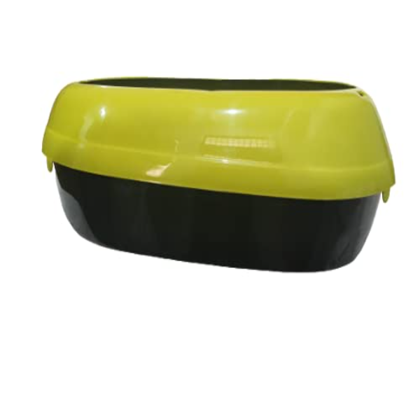 Woofy Semi-Closed Cat & Rabbit Litter Tray with Rim – Durable Pet Toilet Basin with Scooper for Cats, Dogs & Rabbits | Easy-Clean Litter Box, Lemon Yellow - Image 2