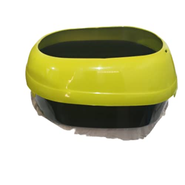 Woofy Semi-Closed Cat & Rabbit Litter Tray with Rim – Durable Pet Toilet Basin with Scooper for Cats, Dogs & Rabbits | Easy-Clean Litter Box, Lemon Yellow - Image 3