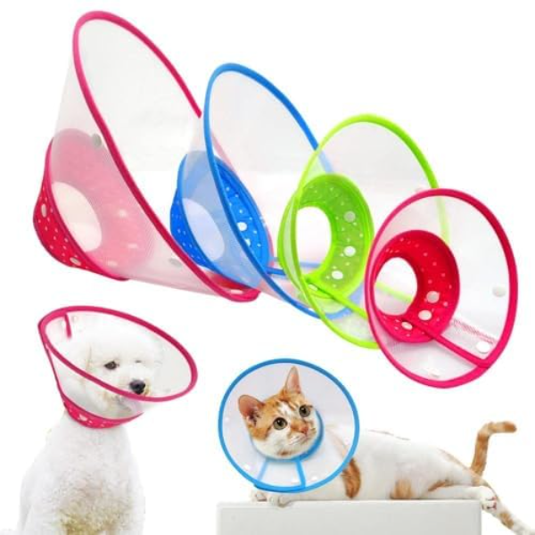Pets Empire Recovery Pet Cone Elizabethan Collar Dog Puppy Cat Rabbit Pet Remedy Wound Healing Recovery Collar Protective Adjustable with Breathable Soft Edge Pink (Large) - Image 2