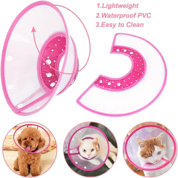 Pets Empire Recovery Pet Cone Elizabethan Collar Dog Puppy Cat Rabbit Pet Remedy Wound Healing Recovery Collar Protective Adjustable with Breathable Soft Edge Pink (Large) - Image 3