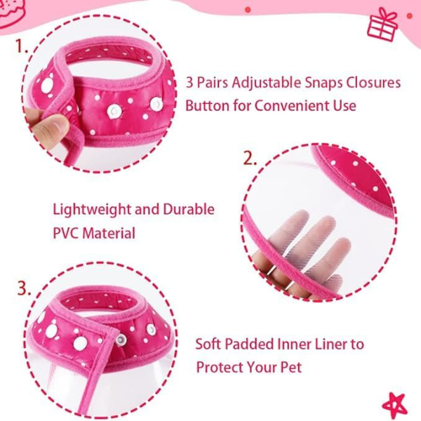 Pets Empire Recovery Pet Cone Elizabethan Collar Dog Puppy Cat Rabbit Pet Remedy Wound Healing Recovery Collar Protective Adjustable with Breathable Soft Edge Pink (Large) - Image 4