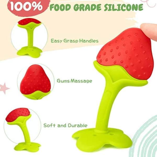 Silicone Baby Teething Toys Set of 3 – Fruit Shape BPA-Free Soothing Teethers for Infants 0–12 Months, Soft Gum Relief Teething Toys for Newborns & Babies - Image 3