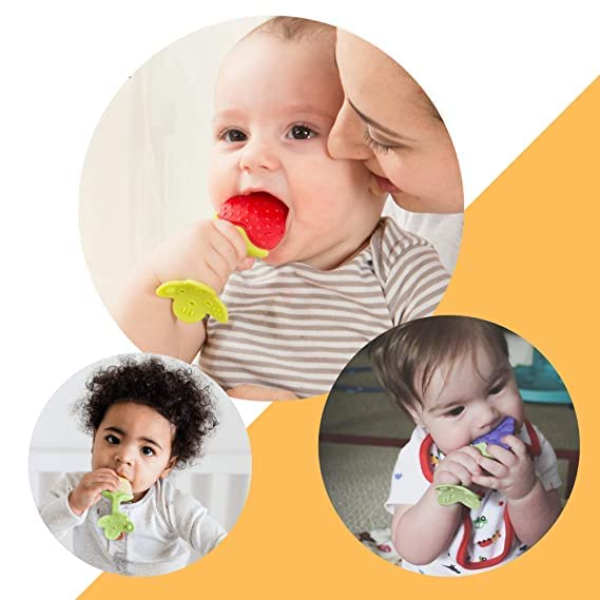 Silicone Baby Teething Toys Set of 3 – Fruit Shape BPA-Free Soothing Teethers for Infants 0–12 Months, Soft Gum Relief Teething Toys for Newborns & Babies - Image 4