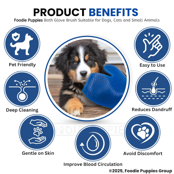 Foodie Puppies Pet Grooming Glove – Gentle Bathing, Deshedding & Massage Mitt for Dogs, Cats, Rabbits & Horses – Hair Removal & Comfort Glove – 1 Pack (Color May Vary) - Image 4