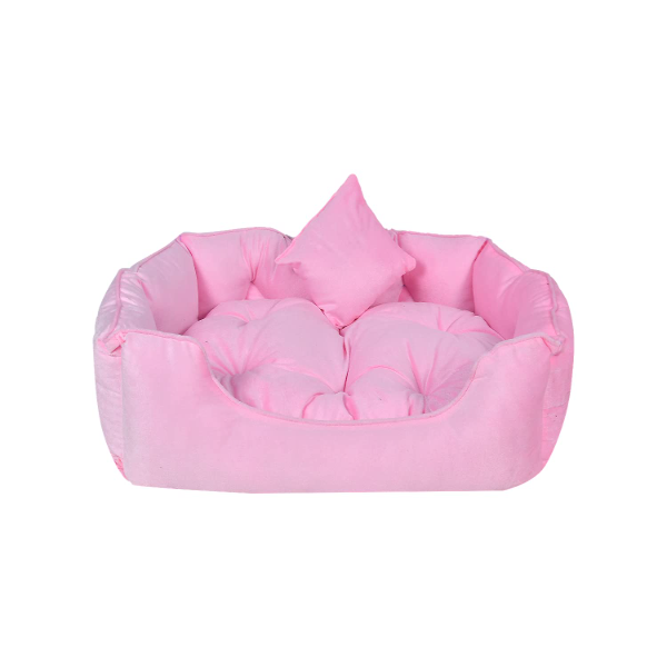 Reversible Ultra-Soft Velvet Pet Sofa Bed – Luxury Pink Dog, Cat, Puppy & Rabbit Bed | Cozy Small Size, Dual-Sided Comfort