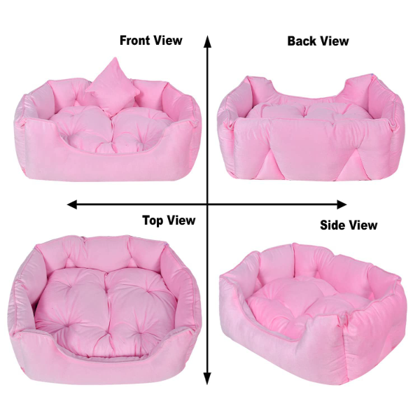 Reversible Ultra-Soft Velvet Pet Sofa Bed – Luxury Pink Dog, Cat, Puppy & Rabbit Bed | Cozy Small Size, Dual-Sided Comfort - Image 3