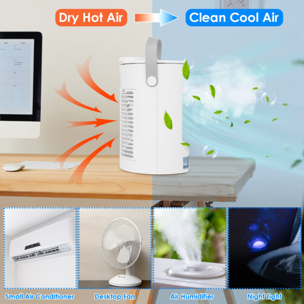 Portable Air Conditioner Fan Evaporative Humidifier with Cold Mist & Night Light - Image 2