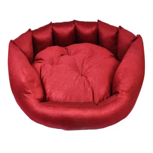 Reversible Ultra-Soft Velvet Pet Bed – Luxury Sofa-Style Bed for Dogs, Cats, Puppies & Rabbits | Small, Red Plush Cushion
