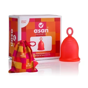 Asan Menstrual Cup for Heavy Flow | Easy Insert & Remove | Special Ring Design | Premium Medical-Grade Silicone | Designed in USA (Pack of-2)