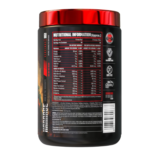 Bigmuscles Nutrition Karnage Pre-Workout 300g (60 Servings) | Energy, Focus, Strength & Muscle Pump Support | Beach Flavor | Banned Substance Tested (Pack of -2) - Image 2