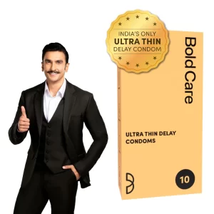 Bold Care Ultra Thin Lubricated Condoms | 60 Microns Barely There Transparent Condoms | With Benzocaine | 100 Count (Pack of -10)