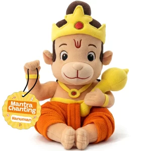 WonderBuddy Divine Baby Hanuman Musical Plush Toy – Soft Chanting Stuffed Toy with 8 Preloaded Mantras & Aartis | 25 cm Spiritual Learning Plush for Infants, Toddlers & Kids | Educational Sound Toy & Meaningful Return Gift