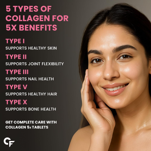 Carbamide Forte Multi Collagen Tablets for Women & Men – Hydrolyzed Collagen Peptides Types I, II, III, V & X for Skin, Hair, Nails & Joint Support | Glowing Skin Supplement | 90 Tablets (Pack of -2) - Image 2