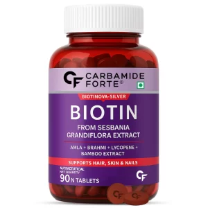 Carbamide Forte Biotin Tablets for Hair Growth | Hair Vitamins with Amla, Brahmi & Bamboo Extract | Supports Stronger Hair, Healthy Skin & Nails | Hair Supplement for Women & Men | 90 Veg Tablets (Pack of-2)