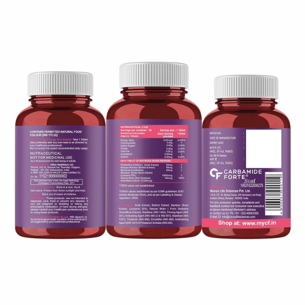 Carbamide Forte Biotin Tablets for Hair Growth | Hair Vitamins with Amla, Brahmi & Bamboo Extract | Supports Stronger Hair, Healthy Skin & Nails | Hair Supplement for Women & Men | 90 Veg Tablets (Pack of-2) - Image 2