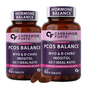 Carbamide Forte PCOS Supplement – Myo-Inositol 2000mg & D-Chiro-Inositol 50mg (40:1 Ratio) for Hormonal Balance, PCOS Support & Women’s Health | 60 Veg Tablets (Pack of 2)
