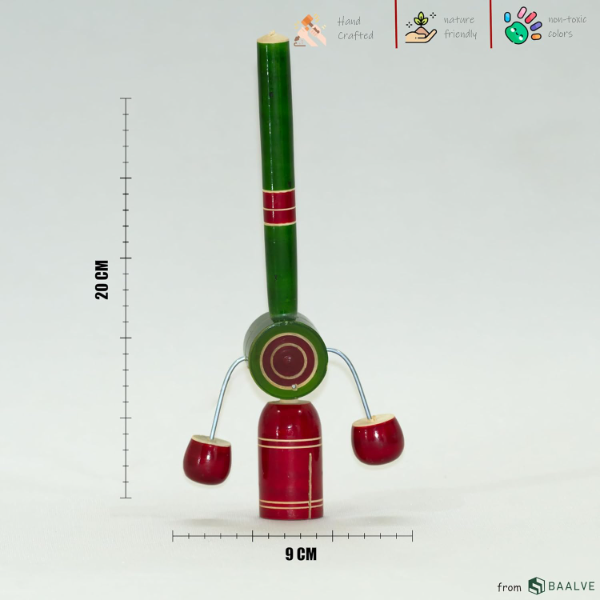 AARIV Premium Channapatna Wooden Baby Rattle & Whistle Set (Pack of 2) – Eco-Friendly Traditional Indian Sensory Toys for 6-12 Months, Non-Toxic Wooden Montessori Infant Learning & Teething Toys - Image 3