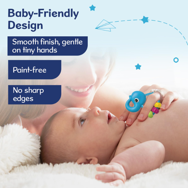 Chicco Easy Grasp Elephant Baby Rattle Toy – Lightweight Sensory Development Toy for 3–18 Months | Easy Hold Design with 3 Hanging Rings | BPA-Free, Paint-Free Infant Learning Toy for Hand Coordination & Early Motor Skills - Image 4