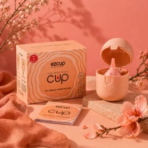 EZCup Reusable Menstrual Cup for Women | Large | 100% Medical Grade Silicone | FDA Approved | Up to 8–10 Hours Leak Protection | Portable Sterilizing Container Included (PACK OF -3)