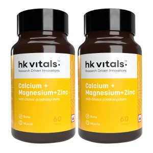 HK Vitals Calcium Magnesium Zinc with Vitamin D3 | High Absorption Calcium Supplement for Women & Men | Supports Bone Health, Joint Support, Muscle Function & Daily Wellness | 120 Tablets