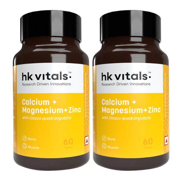 HK Vitals Calcium Magnesium Zinc with Vitamin D3 | High Absorption Calcium Supplement for Women & Men | Supports Bone Health, Joint Support, Muscle Function & Daily Wellness | 120 Tablets
